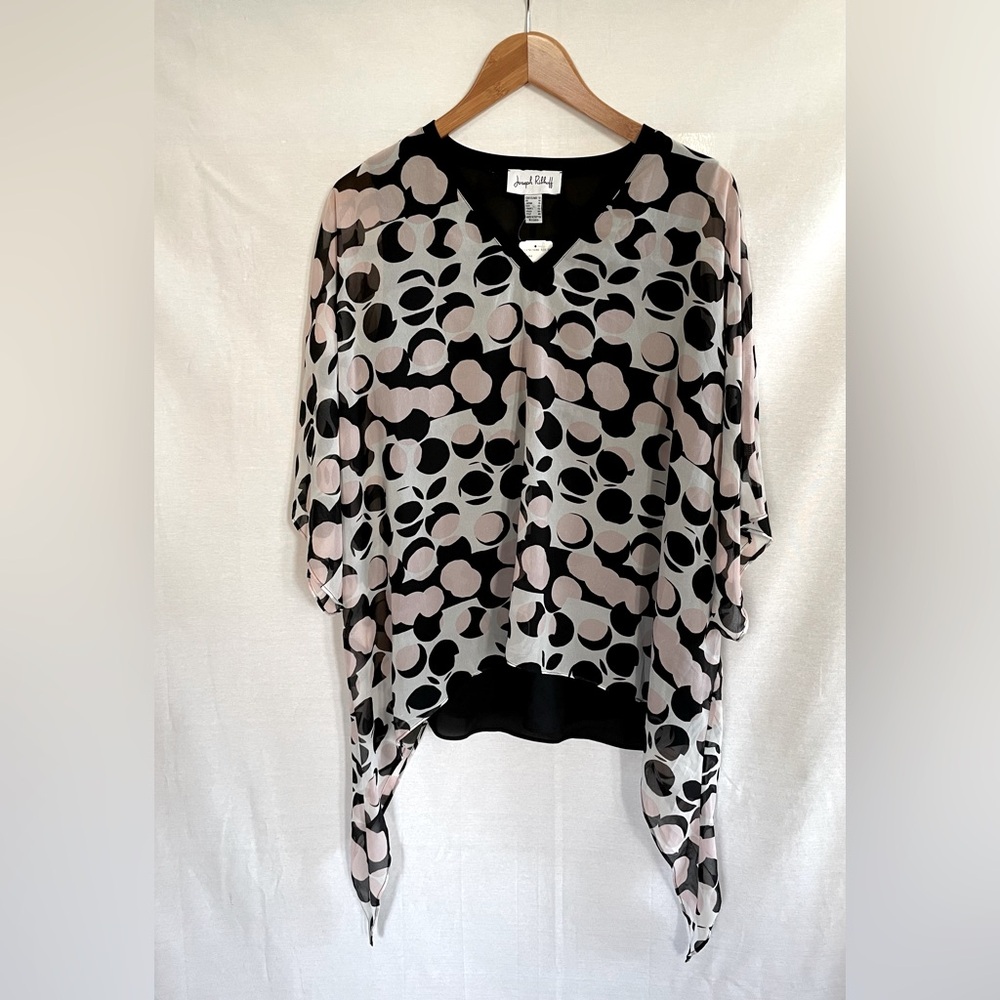 Joseph Ribkoff top black white pink size 12